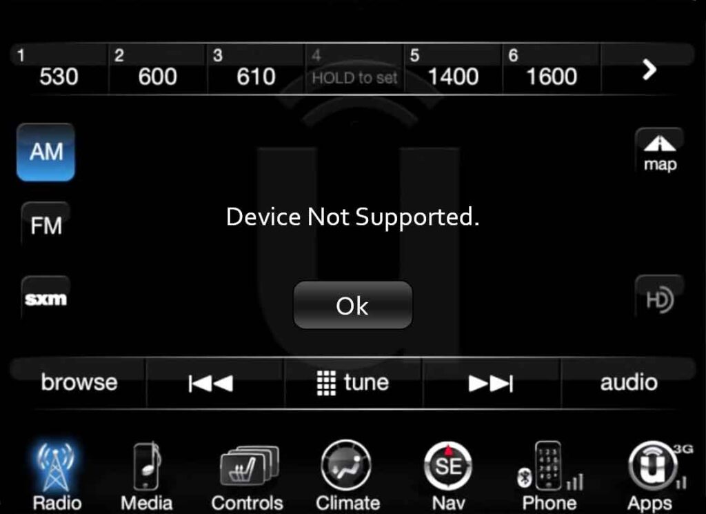 Uconnect Device Not Supported