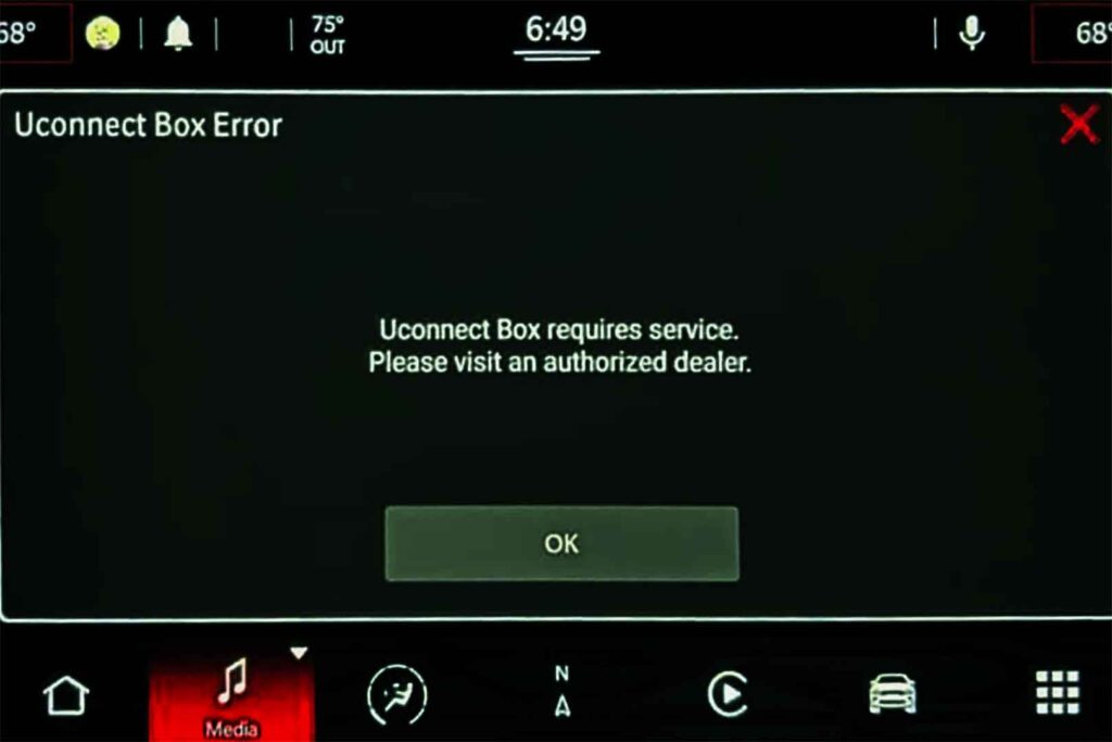 Uconnect Box requires service. Please visit an authorized dealer.