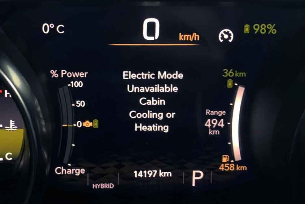 Electric Mode Unavailable Cabin Cooling or Heating