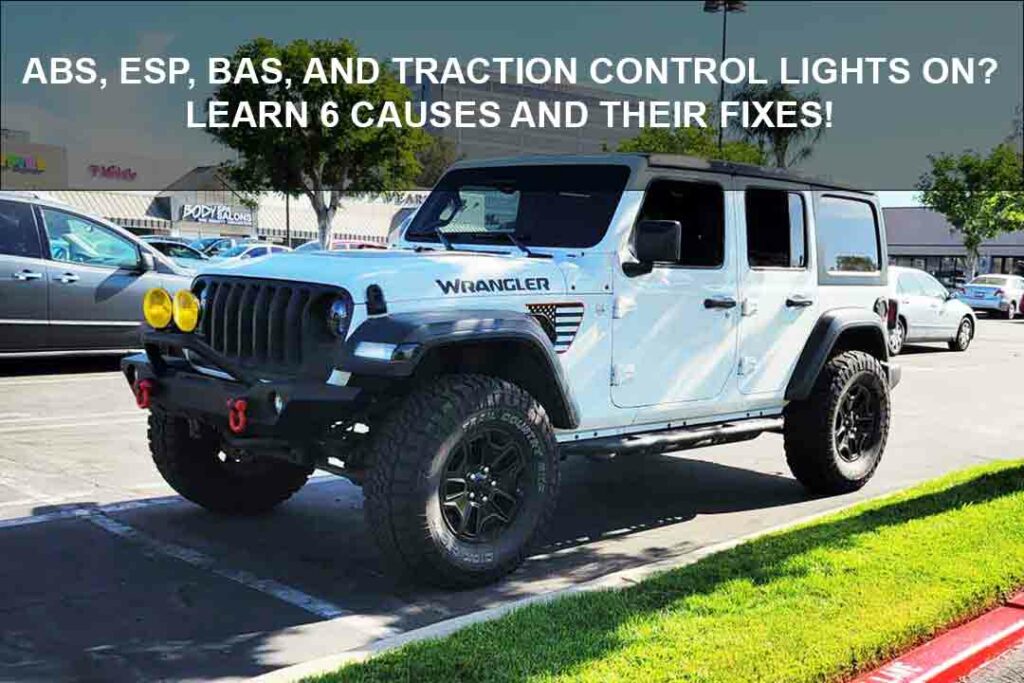 Jeep Dashboard: ABS, ESP, BAS, and Traction lights are on